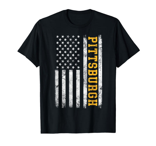 Pittsburgh Vintage Man Woman Kids US Flag Retro T-Shirt