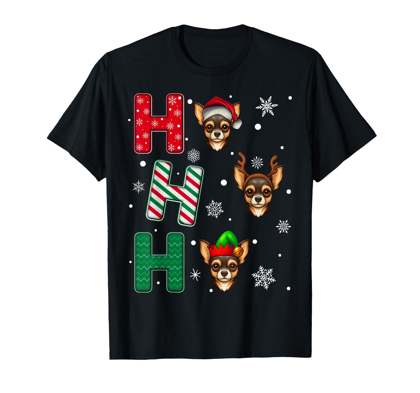 Ho Ho Ho Chihuahua Dog Lover Matching Christmas Elf Xmas T-Shirt
