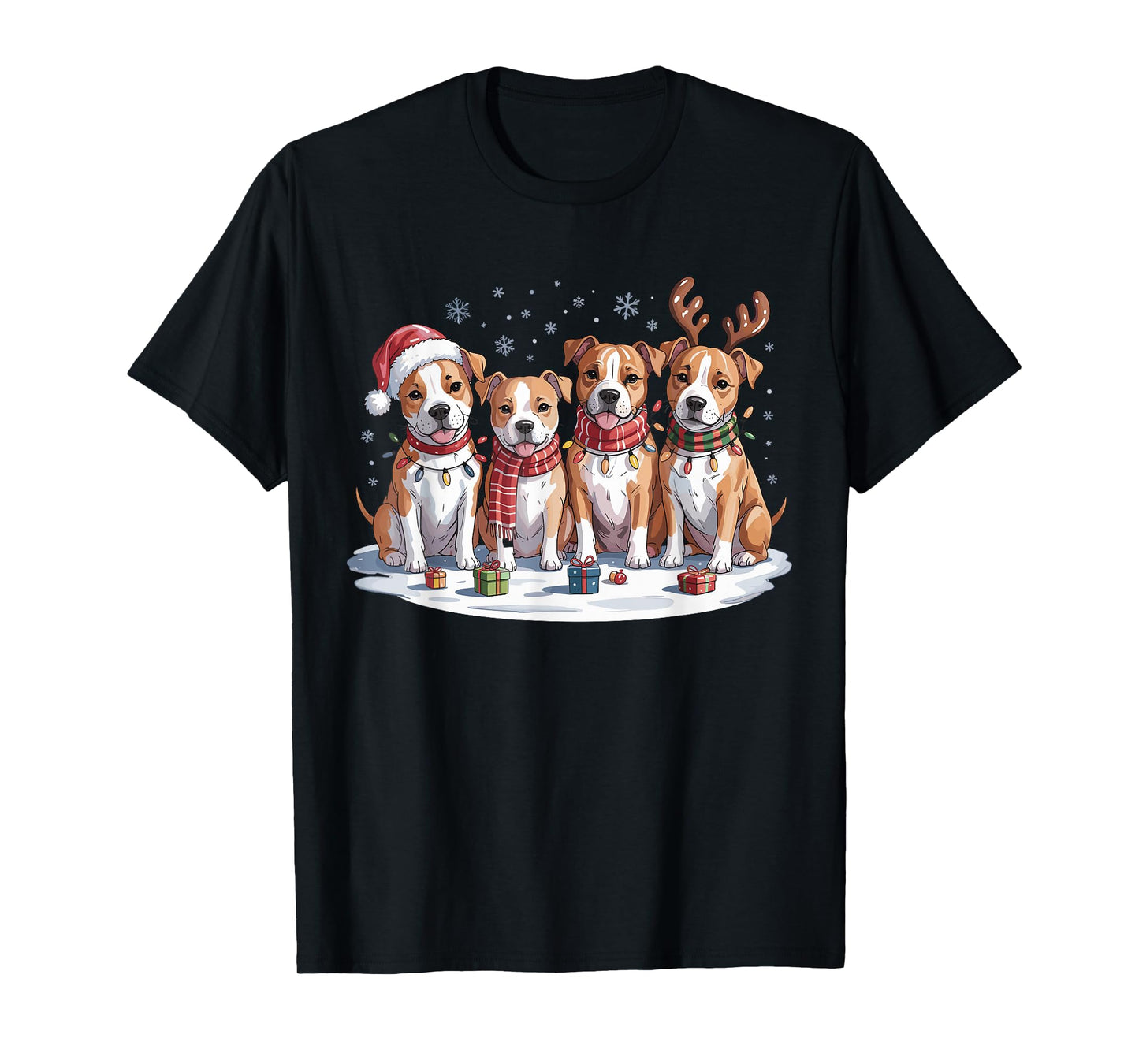 American Staffordshire Christmas Funny Puppies Dog Lovers T-Shirt