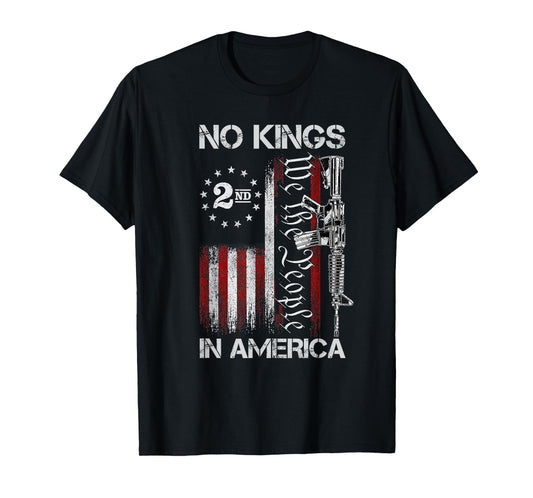 No Kings in American Vintage USA Flag Patriotic No Kings T-Shirt
