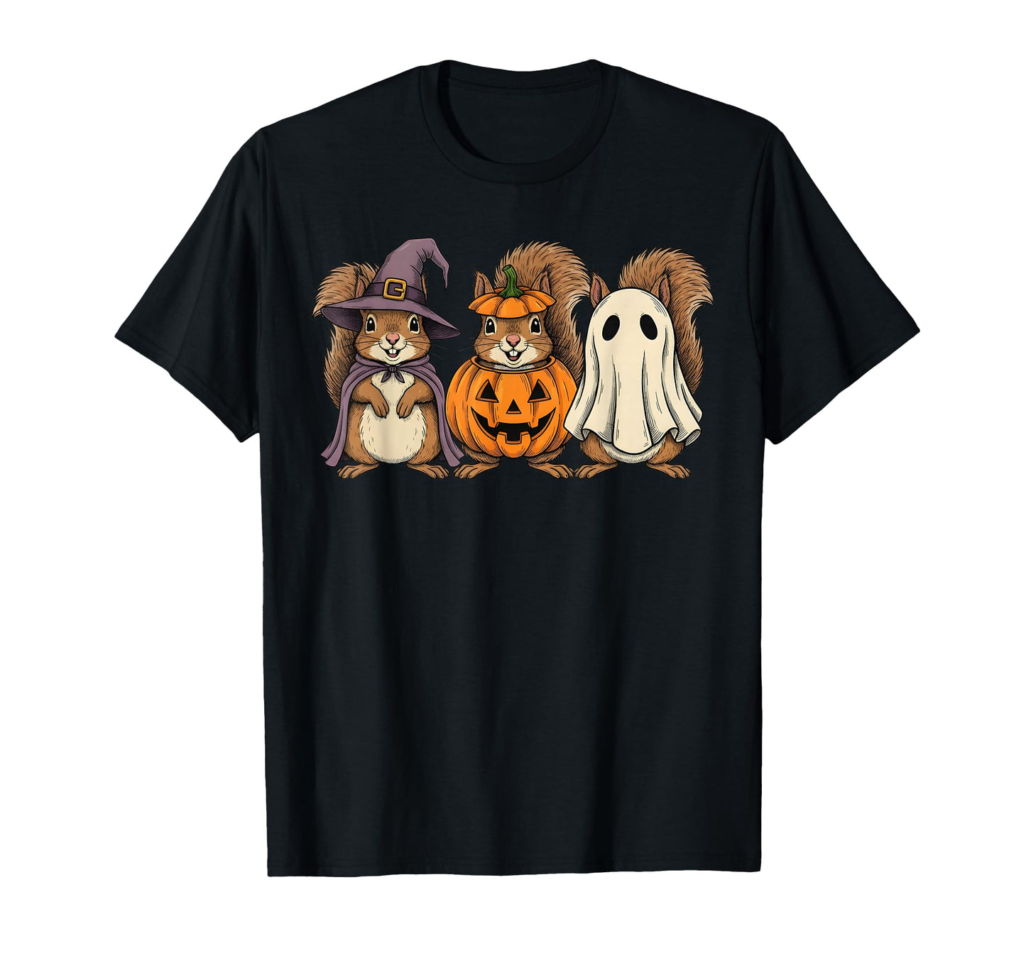 Spooky Ghost Squirrel Lover Pumpkin Halloween T-Shirt