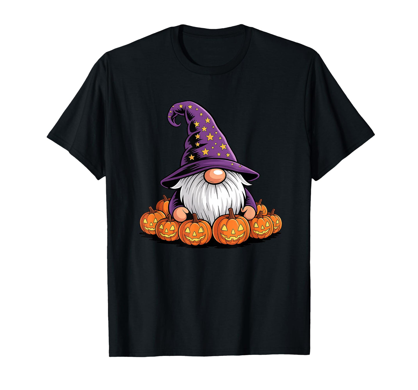 Halloween Gnome Cosplay Witch Boo Ghosts Carved Pumpkins T-Shirt