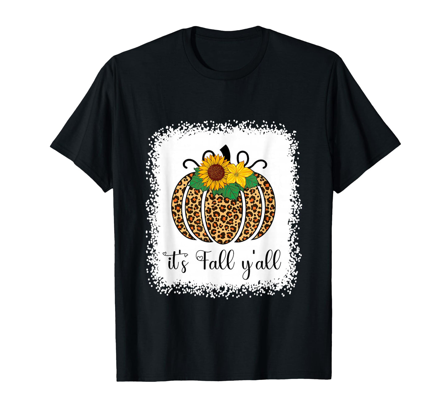 It's Fall Y'all Pumpkin Leopard Print Thanksgiving Halloween T-Shirt