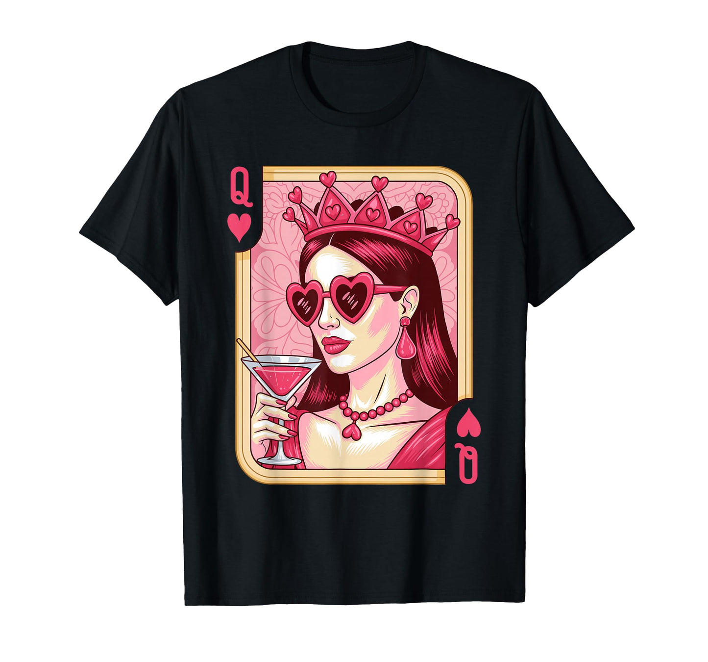 Queen of Hearts Witch Cocktail Vintage Playing Card T-Shirt