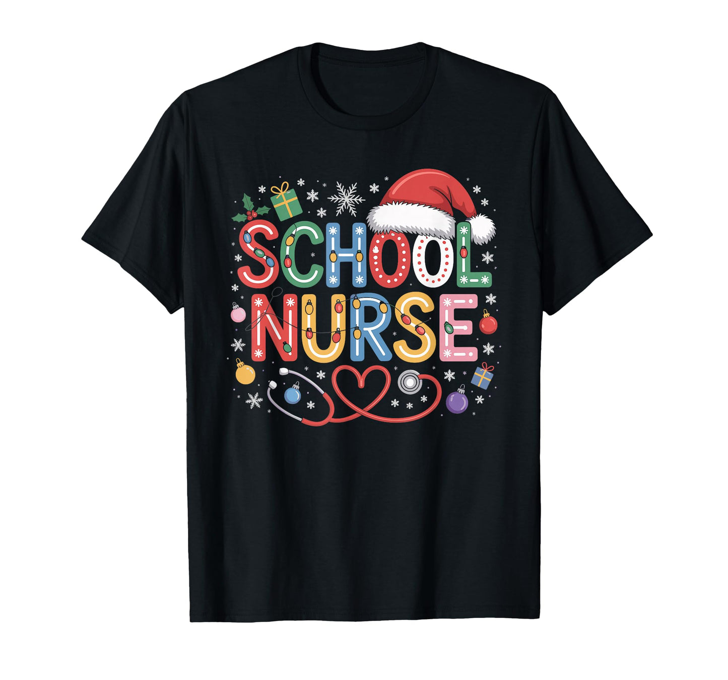 School Nurse Christmas Santa Cap Nursing Humor Xmas T-Shirt