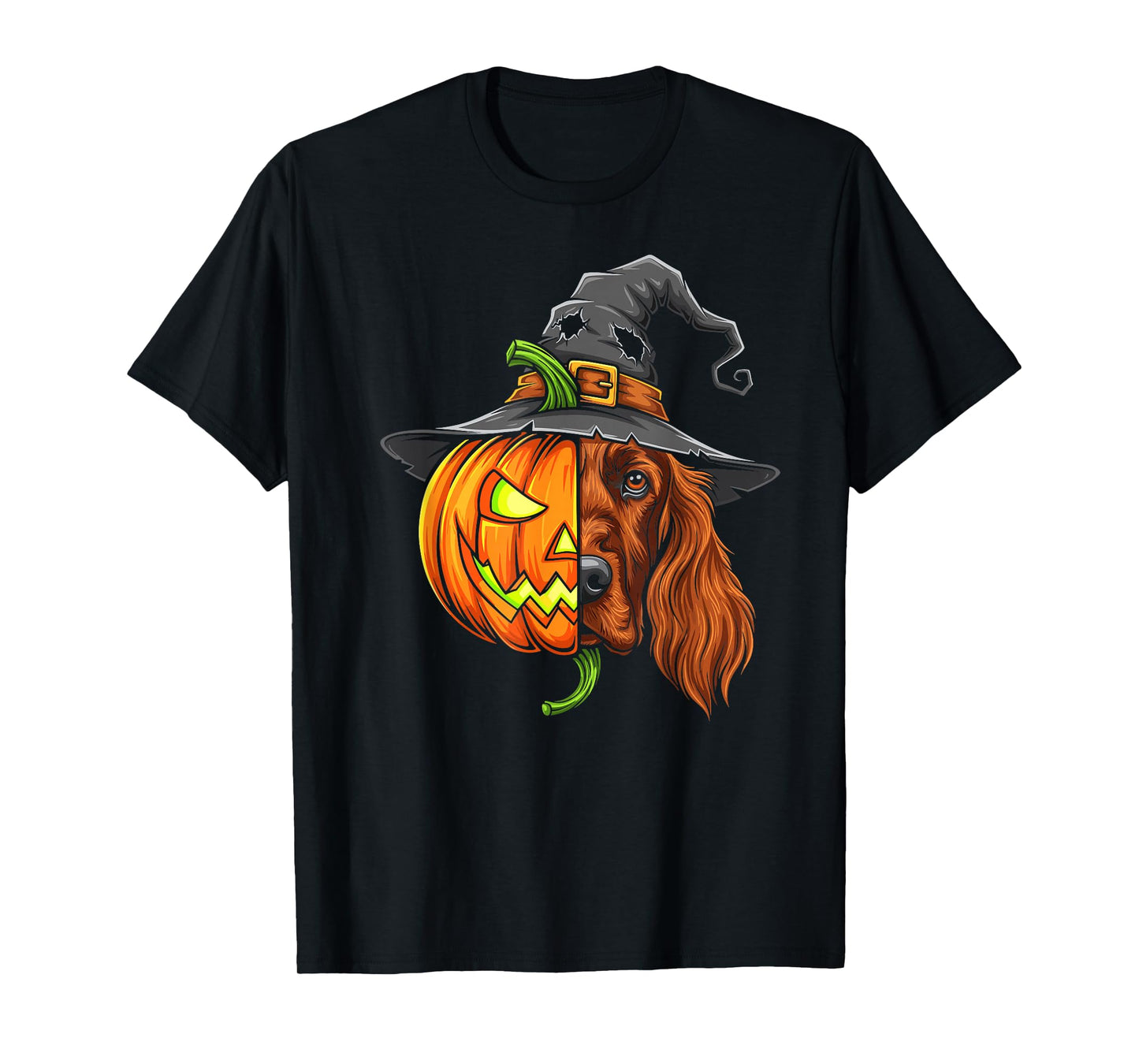 Irish Setter Pumpkin Jack O Lantern Halloween Mens Womens T-Shirt