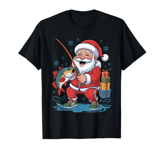 Fisherman Santa Funny Fishing Lovers Xmas Christmas Pajama T-Shirt
