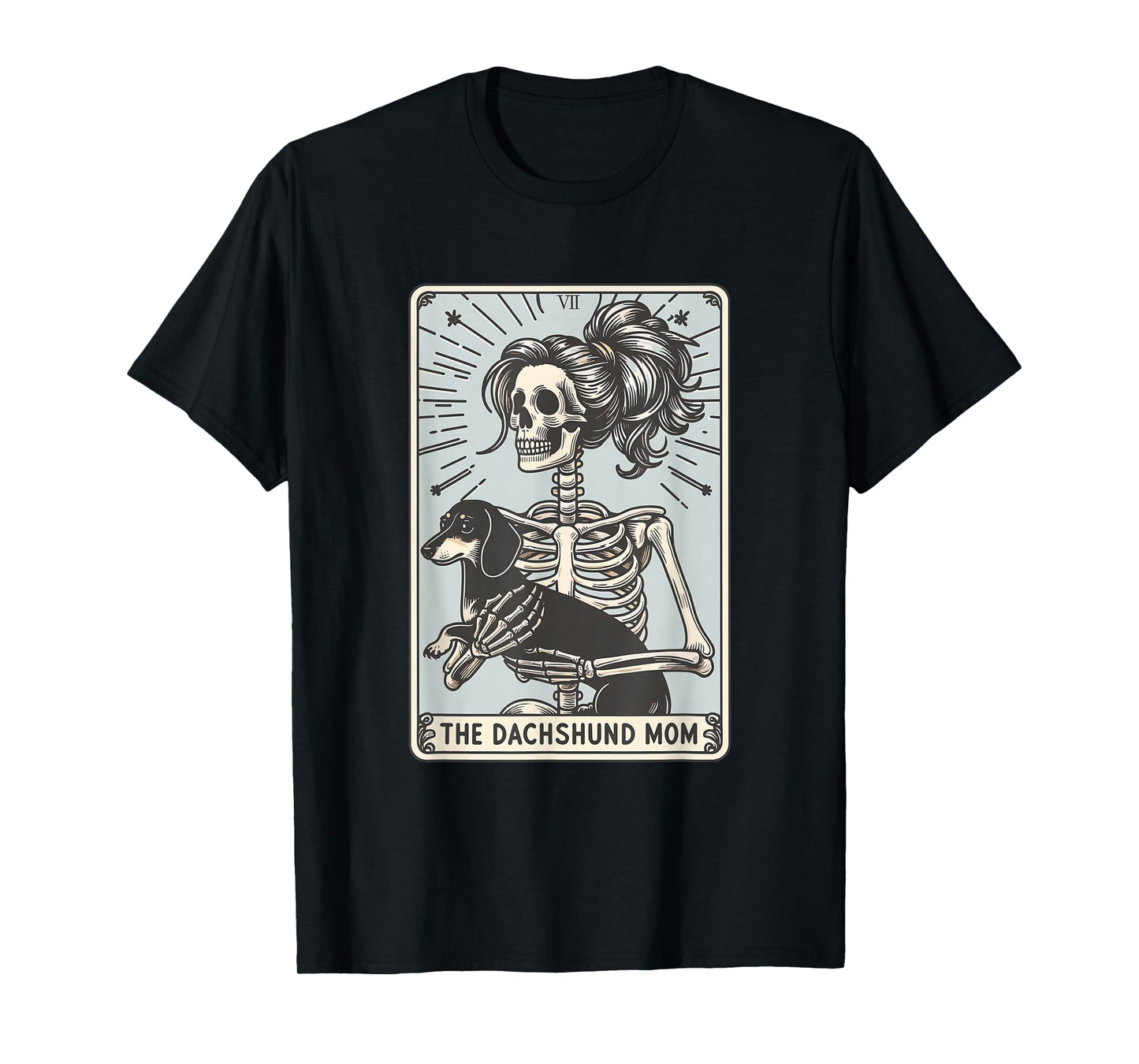 The Dachshund Mom Tarot Card Halloween Skeleton Wiener Dog T-Shirt