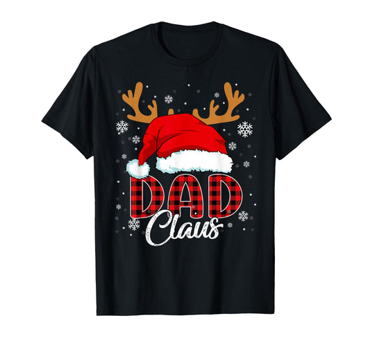 Dad Claus Santa Hat Christmas Red Plaid Matching Family T-Shirt