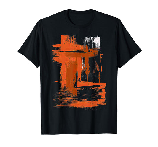 Orange And Black Brushstroke Art T-Shirt