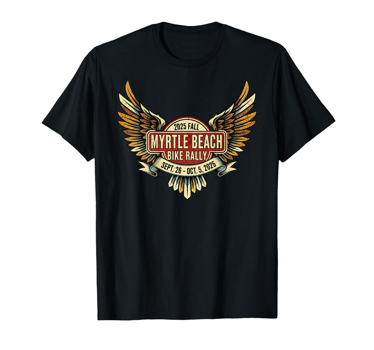 2025 Fall Myrtle Beach Bike Rally with Vintage Art ON Back T-Shirt