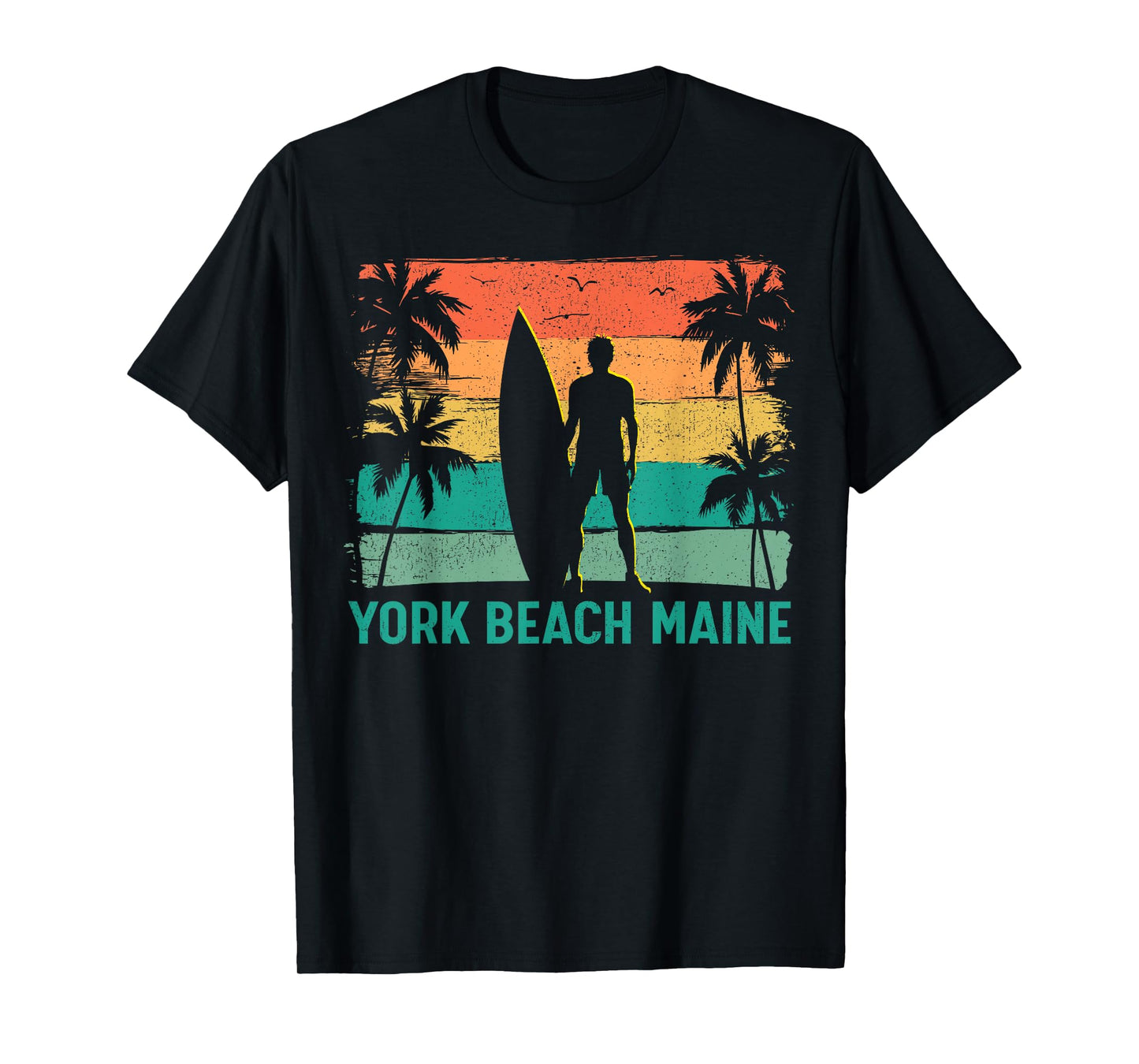 Summer Surf Vintage Maine York Beach Surfing Men Women Kids T-Shirt