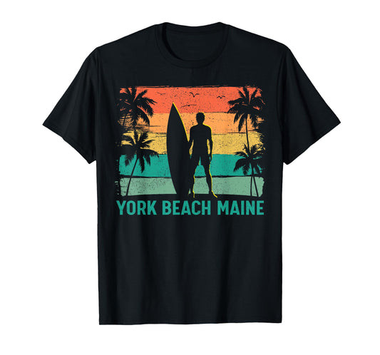 Summer Surf Vintage Maine York Beach Surfing Men Women Kids T-Shirt