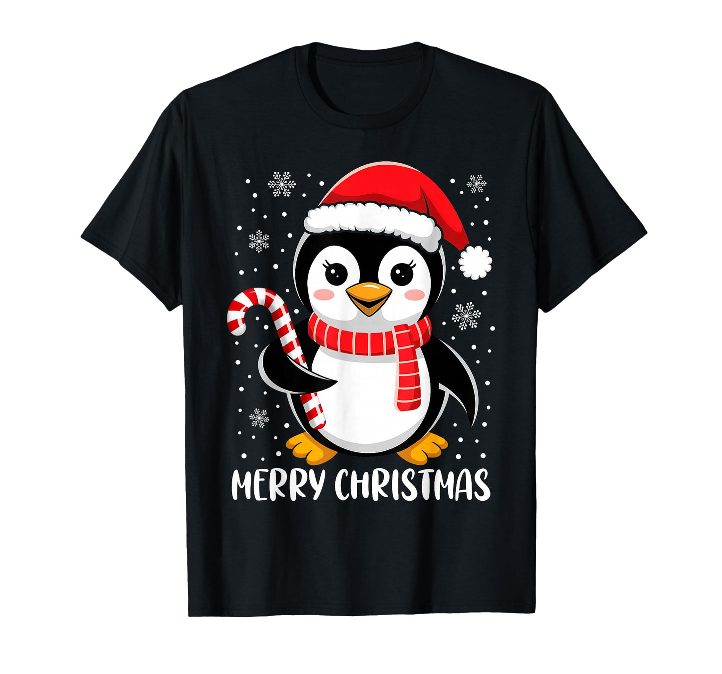 Merry Christmas Penguin Santa Hat Xmas Family Men Women T-Shirt
