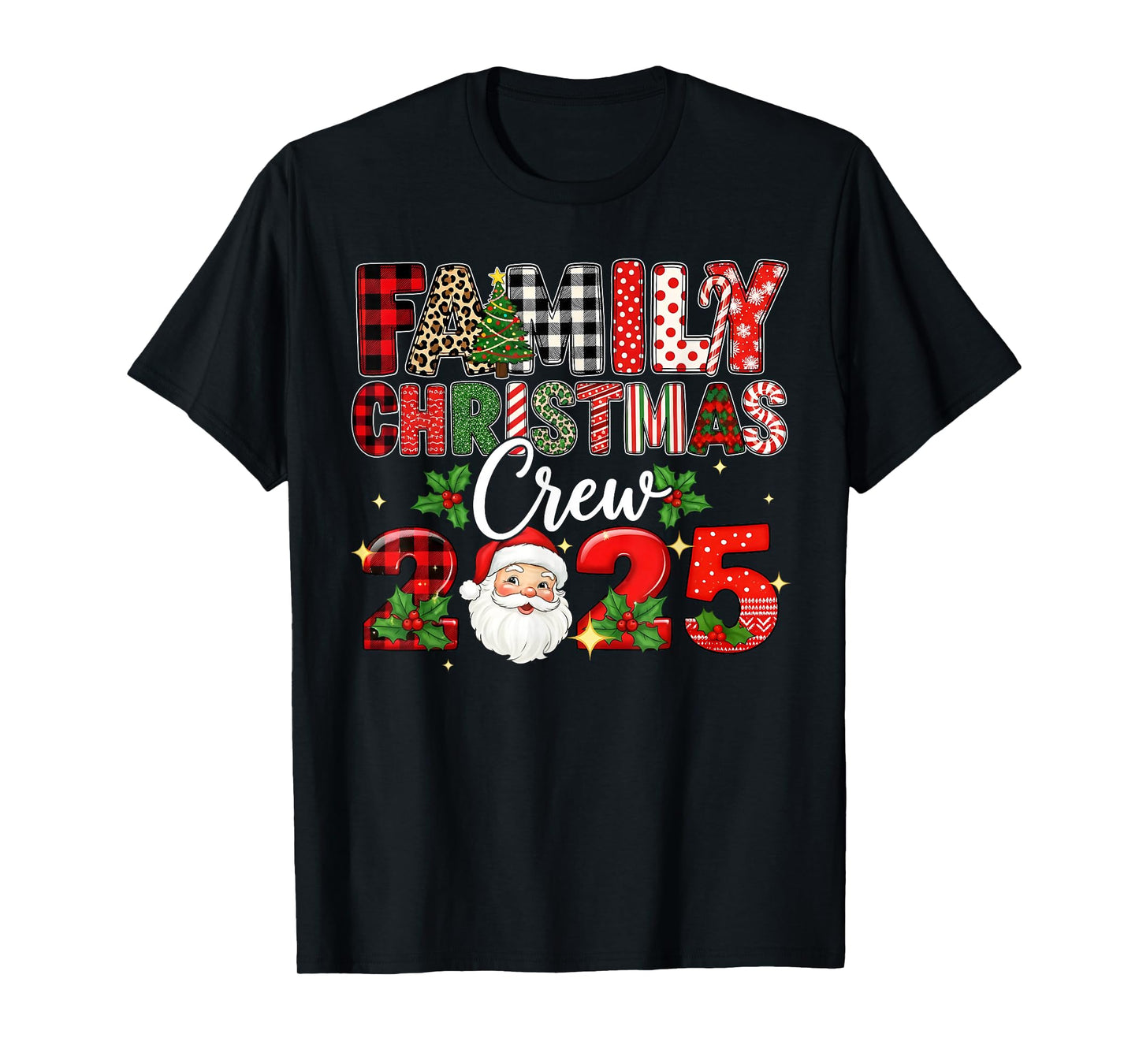 Family Christmas Crew 2025 Xmas Santa Squad Pajamas Holiday T-Shirt