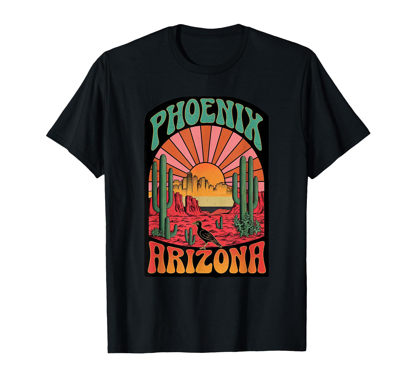 Vintage Phoenix Arizona Skyline Cityscape Retro Style T-Shirt