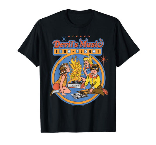 Devil's Music Sing-Along Retro Vintage Funny Adult Humor T-Shirt