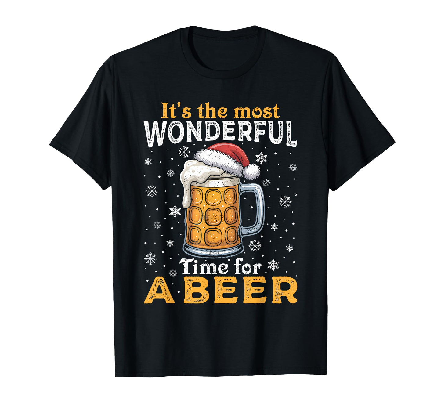 Funny Christmas Pajama Outfit Men Women Beer Mug Santa Hat T-Shirt