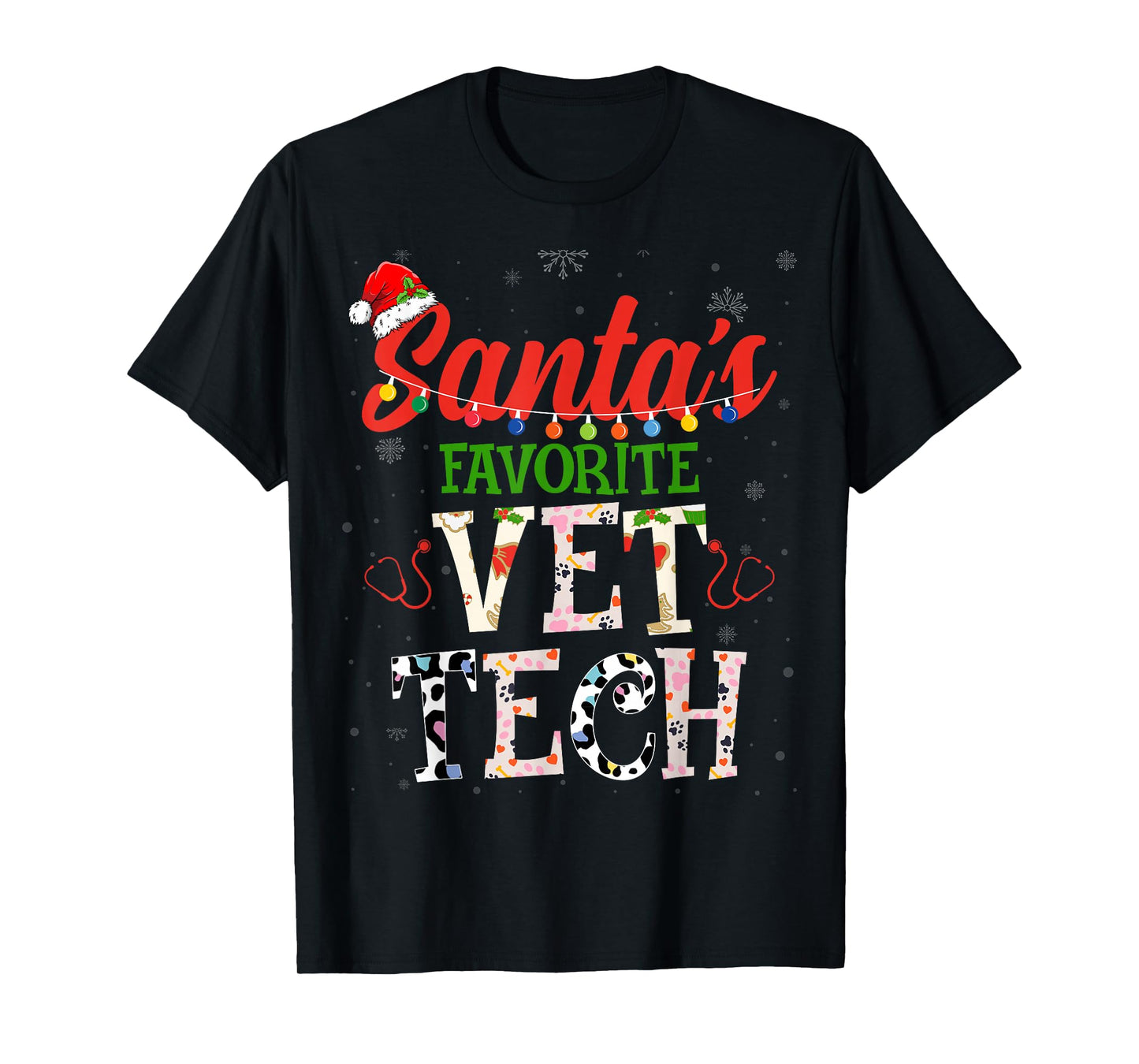 Santa's Favorite Vet Tech Vet Technician Christmas Vet Nurse T-Shirt