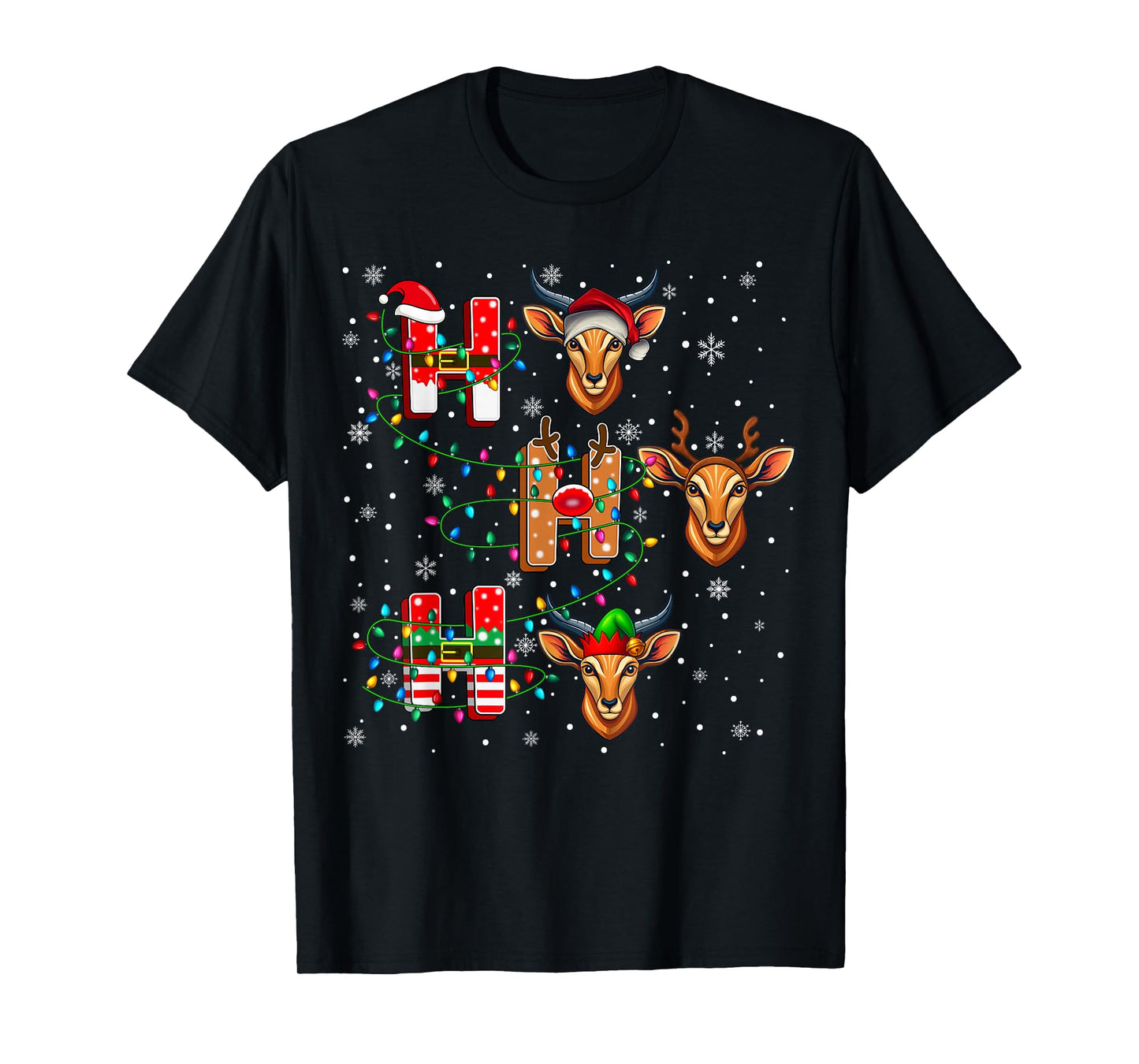 Ho Ho Ho Santa Reindeer Hat Elf Chamois Animal Christmas T-Shirt