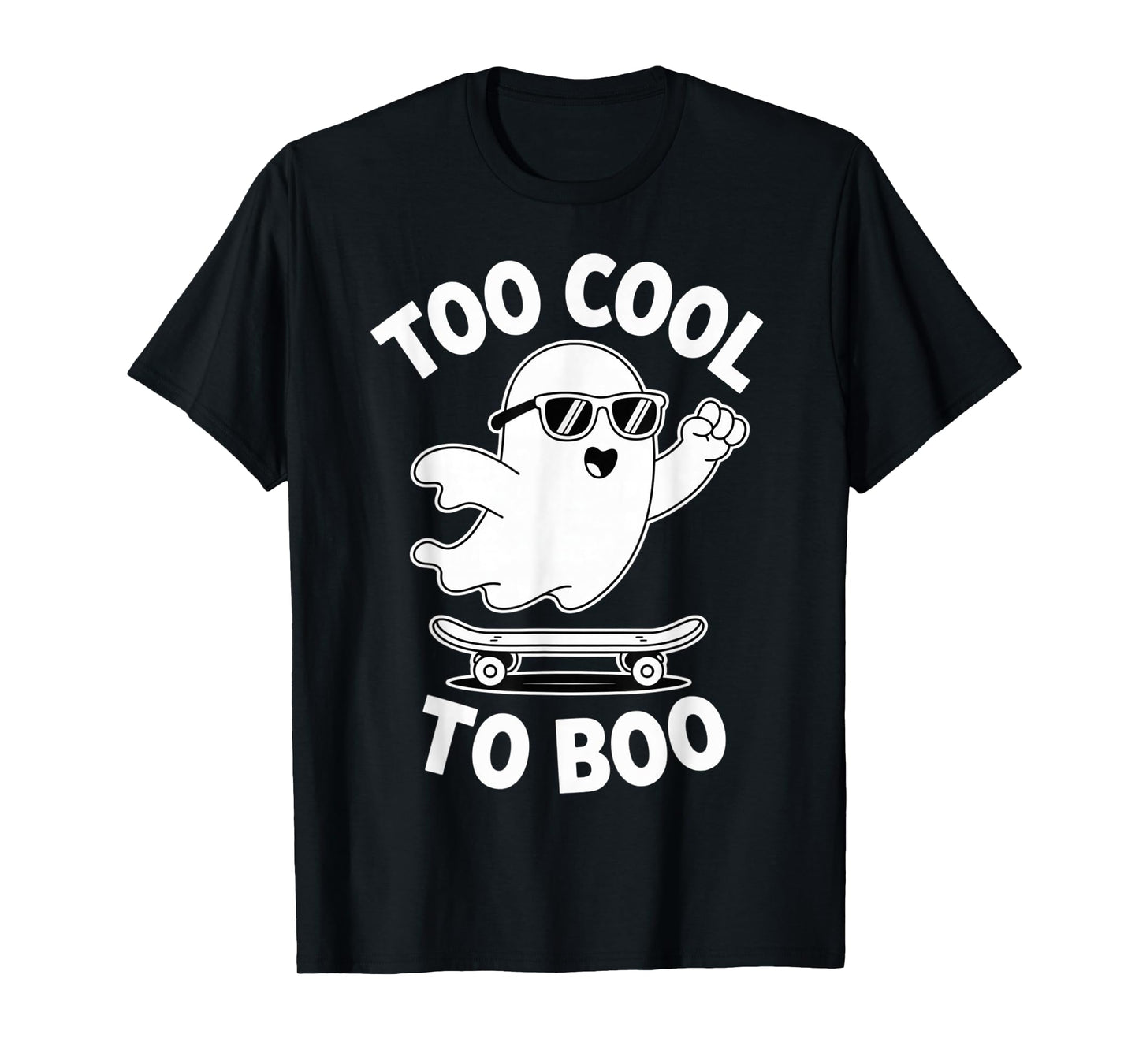 Funny Ghost On Skateboard Retro Halloween Costume Kids Boys T-Shirt