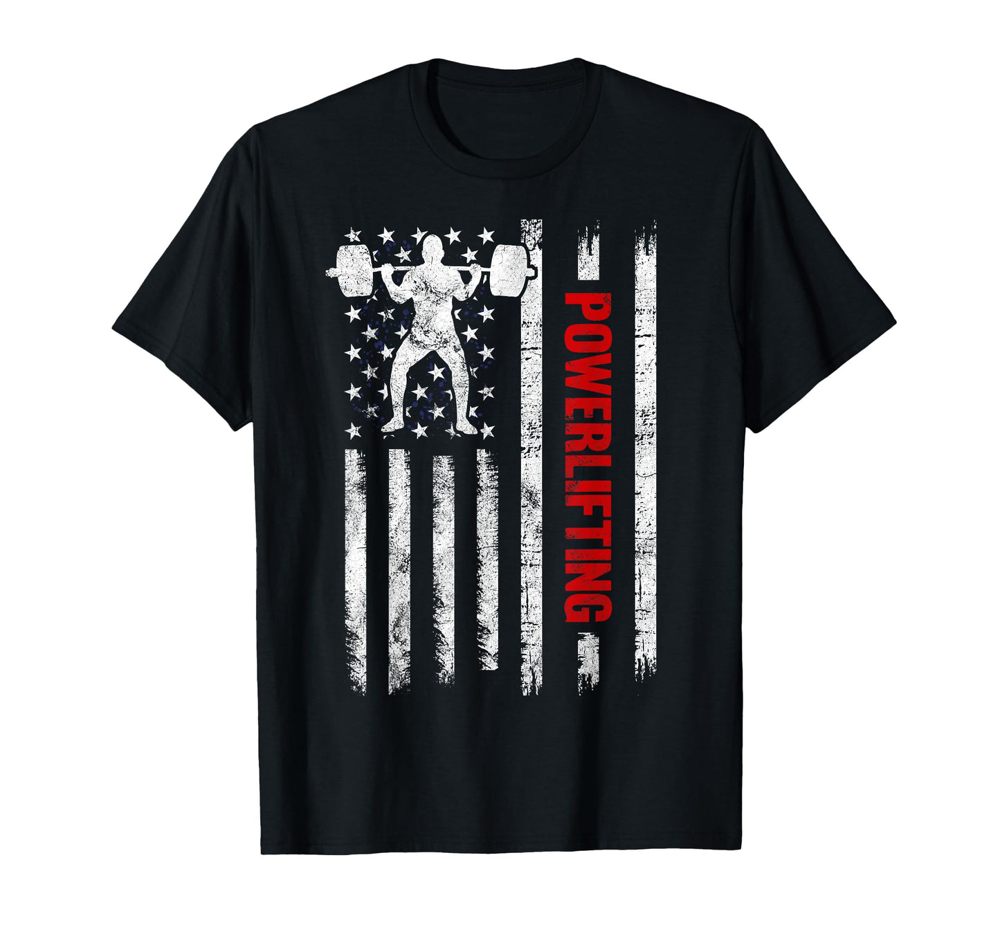 Strongman Gym Workout Powerlifting American Flag T-Shirt