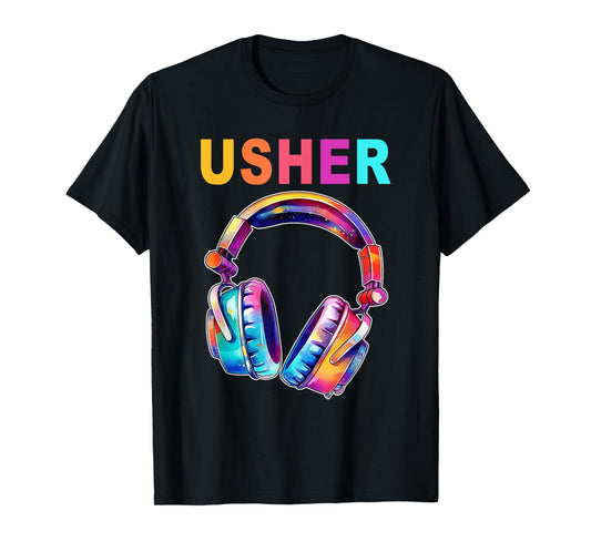 USHER Headphone Music Lover Hiphop Fan Music T-Shirt