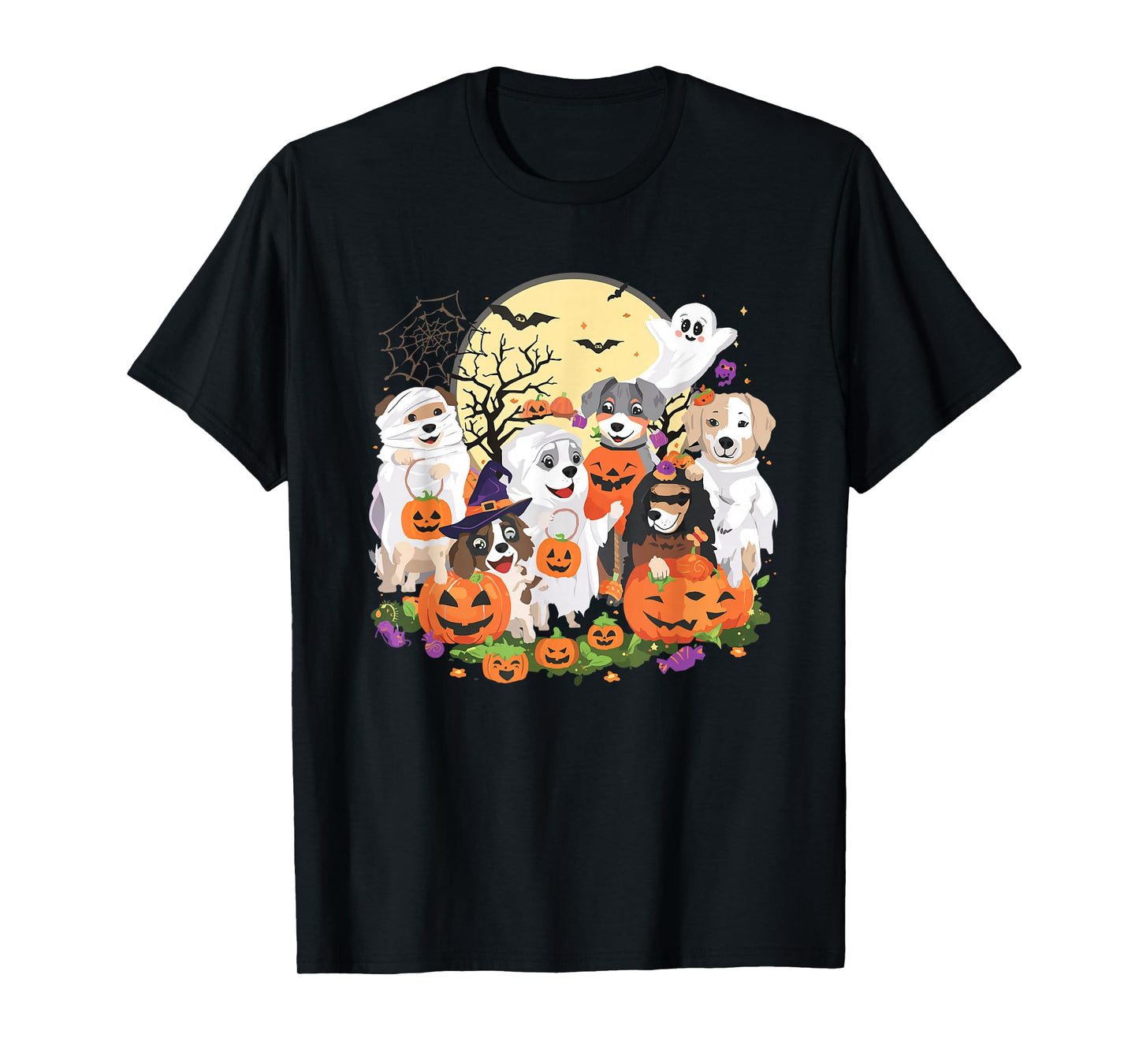 Cute Mummy Witch Ghost Halloween Dog Costume Men Women Kids T-Shirt