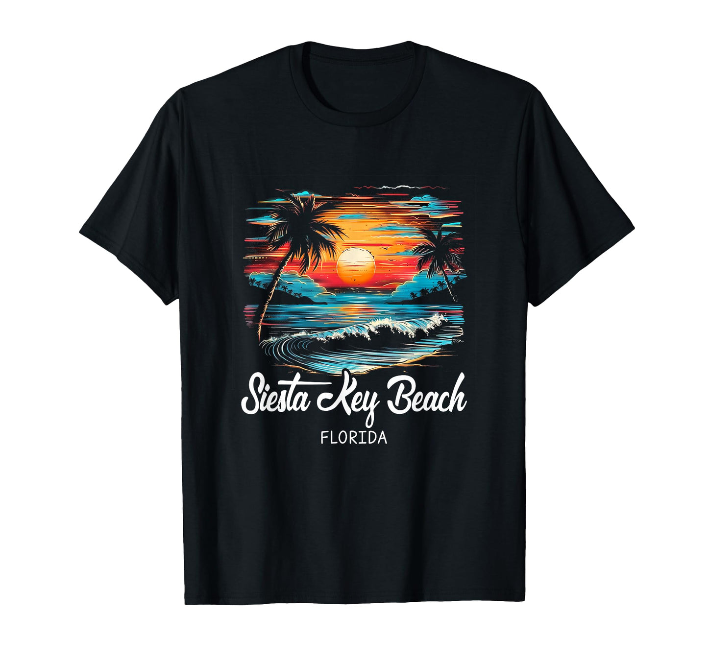 Family Vacation Retro Sunset Florida Siesta Key Beach T-Shirt