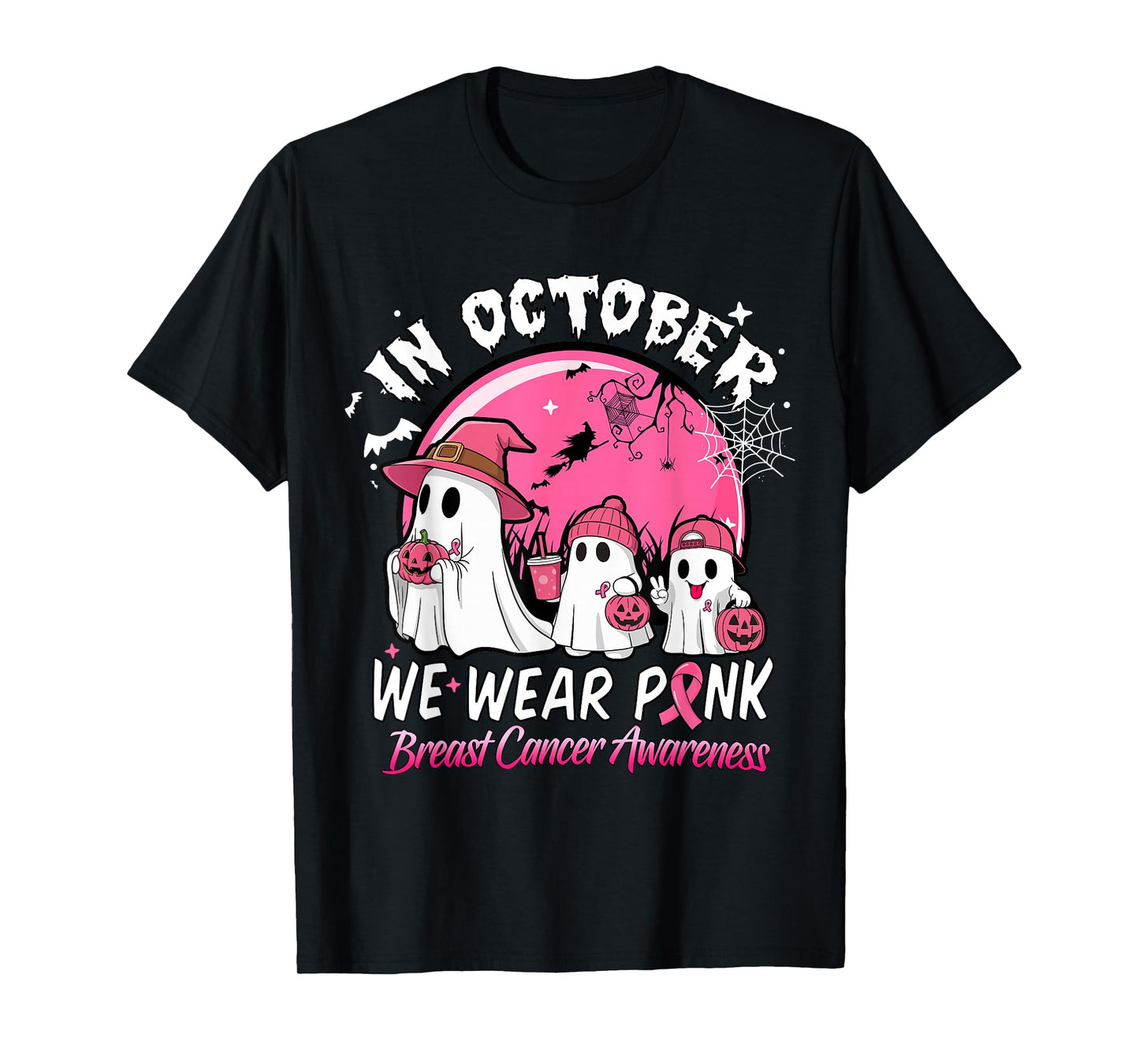 Breast Cancer s Women Halloween October Wear Pink T-Shirt
