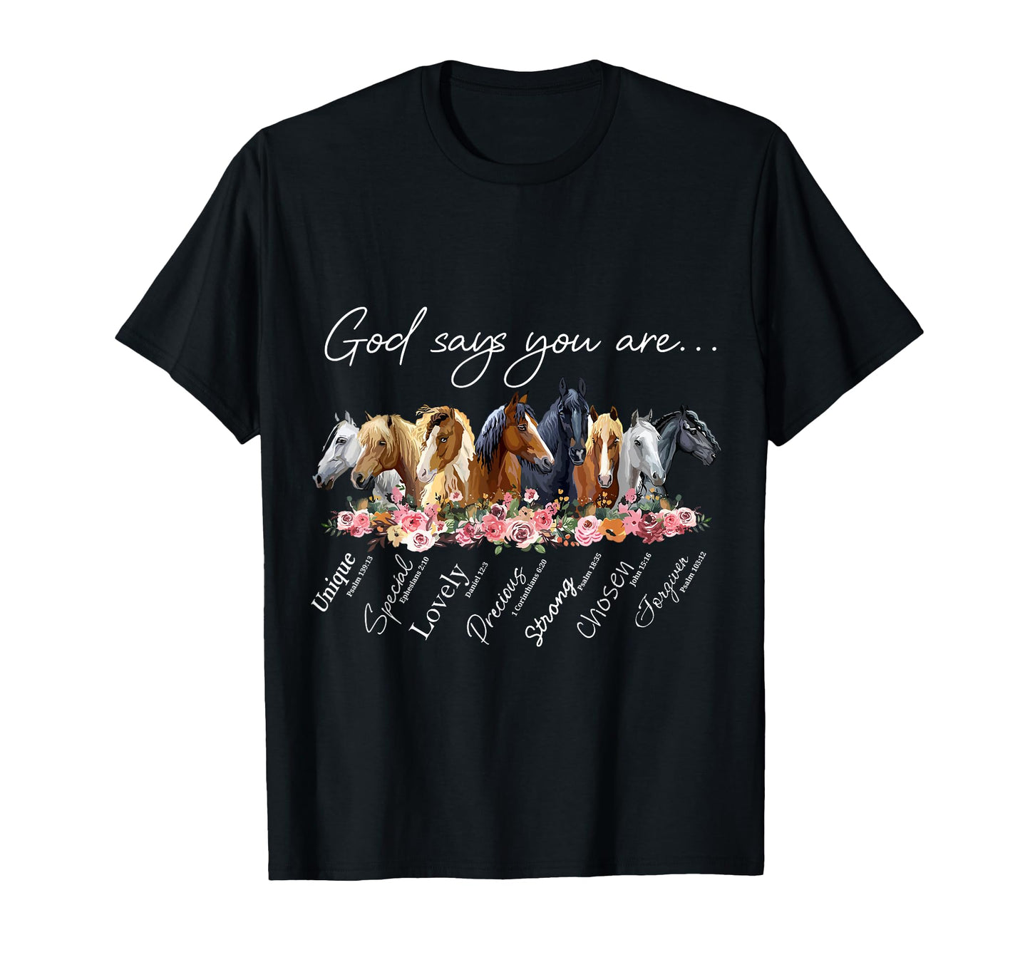 Horse Cute Farm Animal Horse Lovers Apparel God Says You Are Religious Inspirational Horse Lover Black Crew Neck T-Shirt