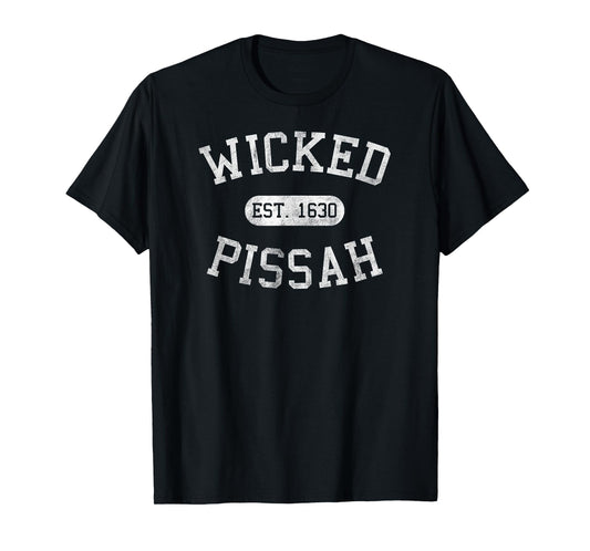 Distressed Vintage Wicked Pissah Boston MA Gag Bostonian T-Shirt