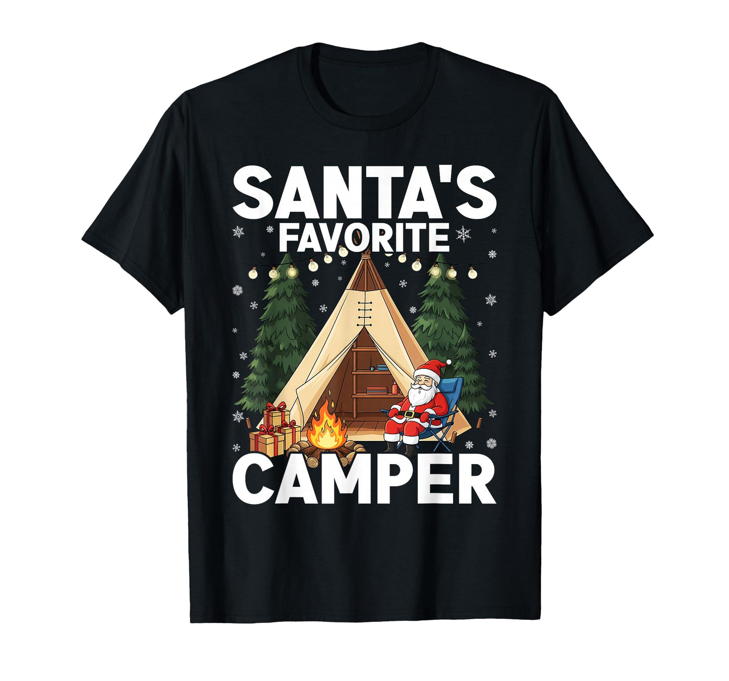 Christmas in July Santas Favorite Camper Camping Lover Funny T-Shirt