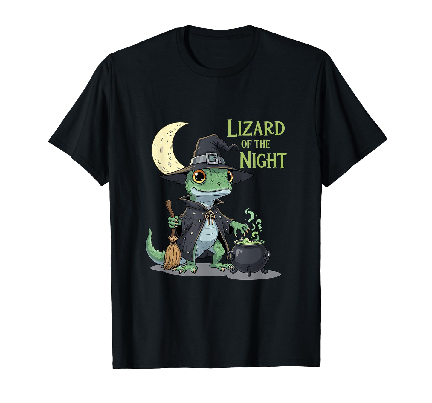 Lizard of The Night Funny Halloween Witch Gecko T-Shirt