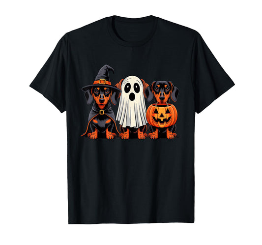 Dachshund Halloween Funny Wiener Dog Pumpkin Weenie Witch T-Shirt