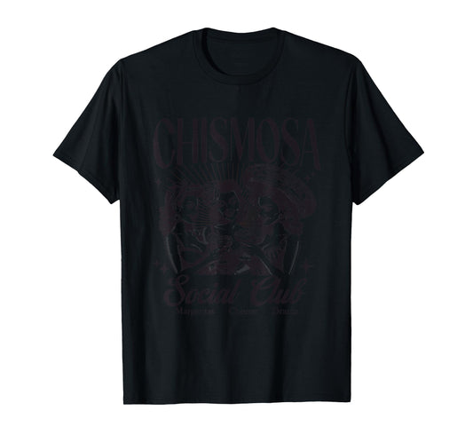 La Tienda Latina Chismosa Social Club Vintage Funny Spanish T-Shirt for Women - Grey, Small, Short Sleeve, Classic Fit, Crew Neck, Polyester 100%