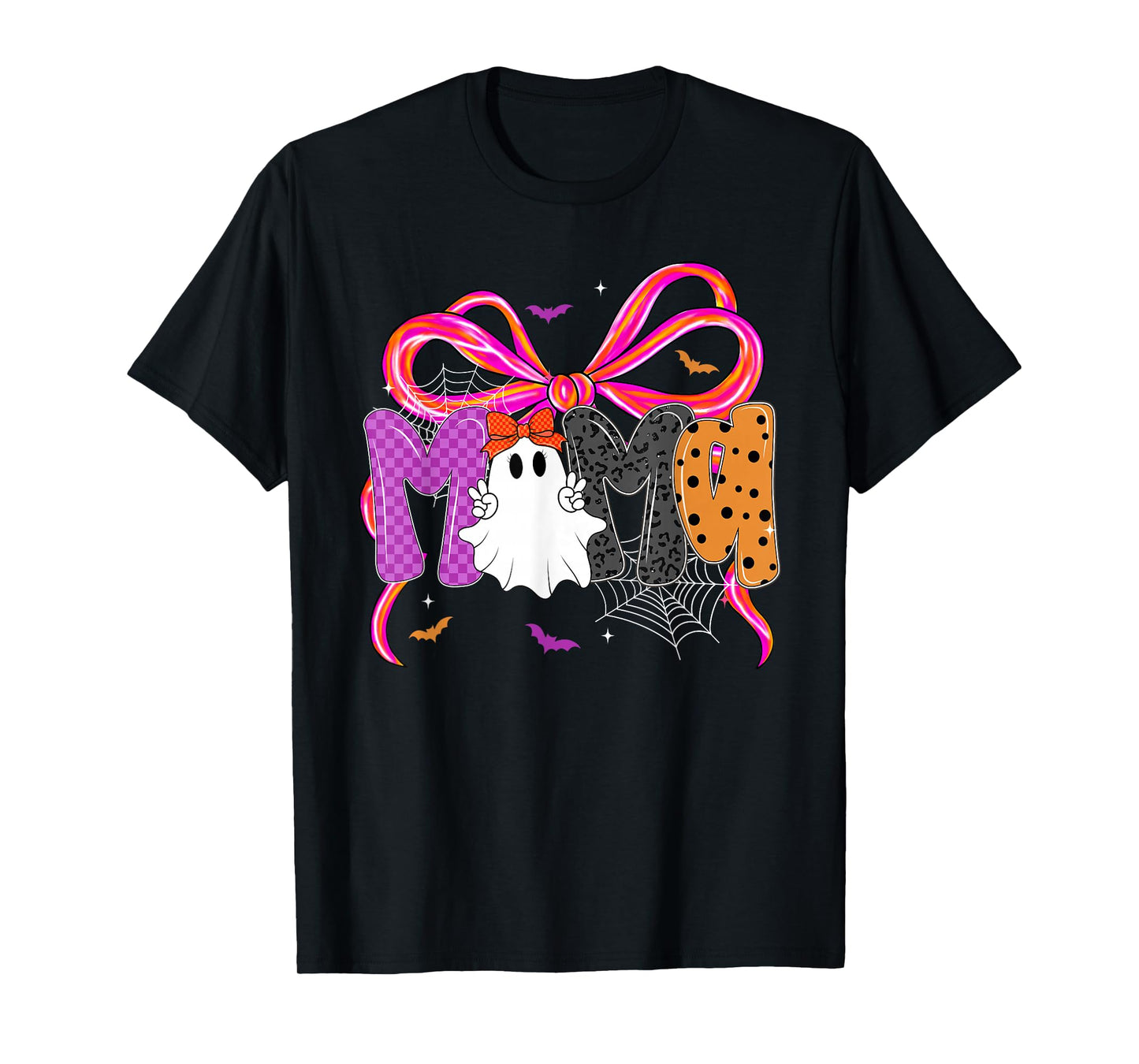 Mama Halloween Coquette Ghost, Funny Checkered Spooky Mama T-Shirt