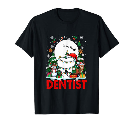 Dentist Job Tools Santa Snowmen Reindeer Christmas Trees T-Shirt