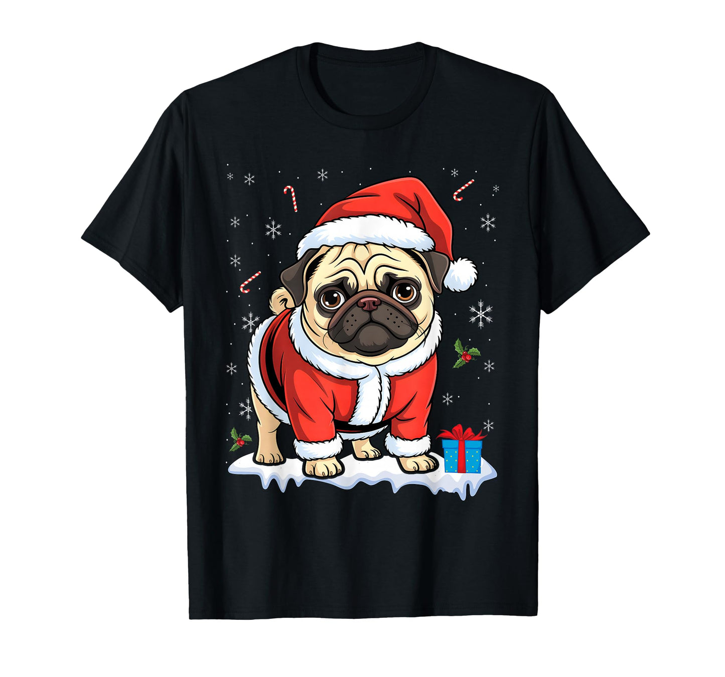 Pug Santa Costume Christmas Pajama Cute Dog Puppy Lover Xmas T-Shirt