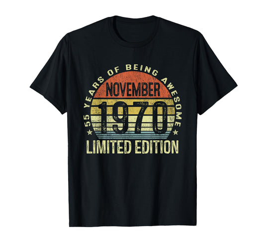 November 1970 55th Birthday Gifts for Men Women 55 Year Old T-Shirt