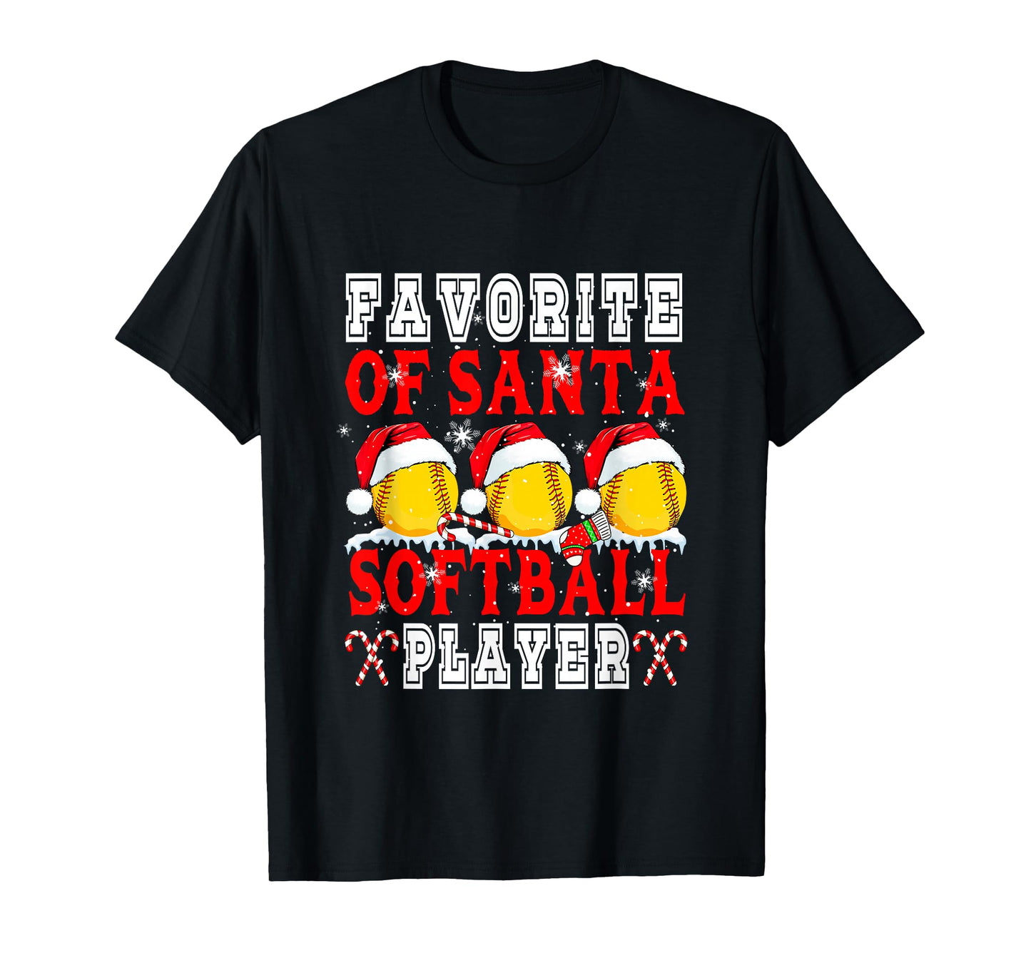 Favorite of Xmas Santa Funny Softball Player Matching Team T-Shirt