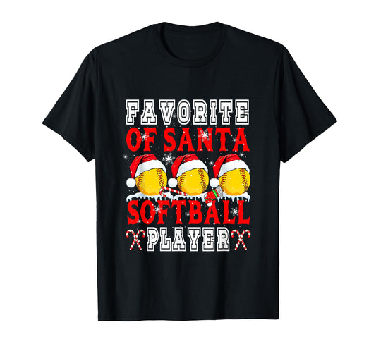 Favorite of Xmas Santa Funny Softball Player Matching Team T-Shirt
