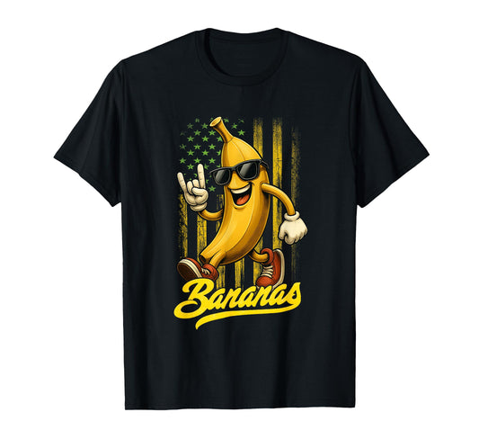 Funny Bananas Proud Name Retro American Flag Bananas Lover T-Shirt