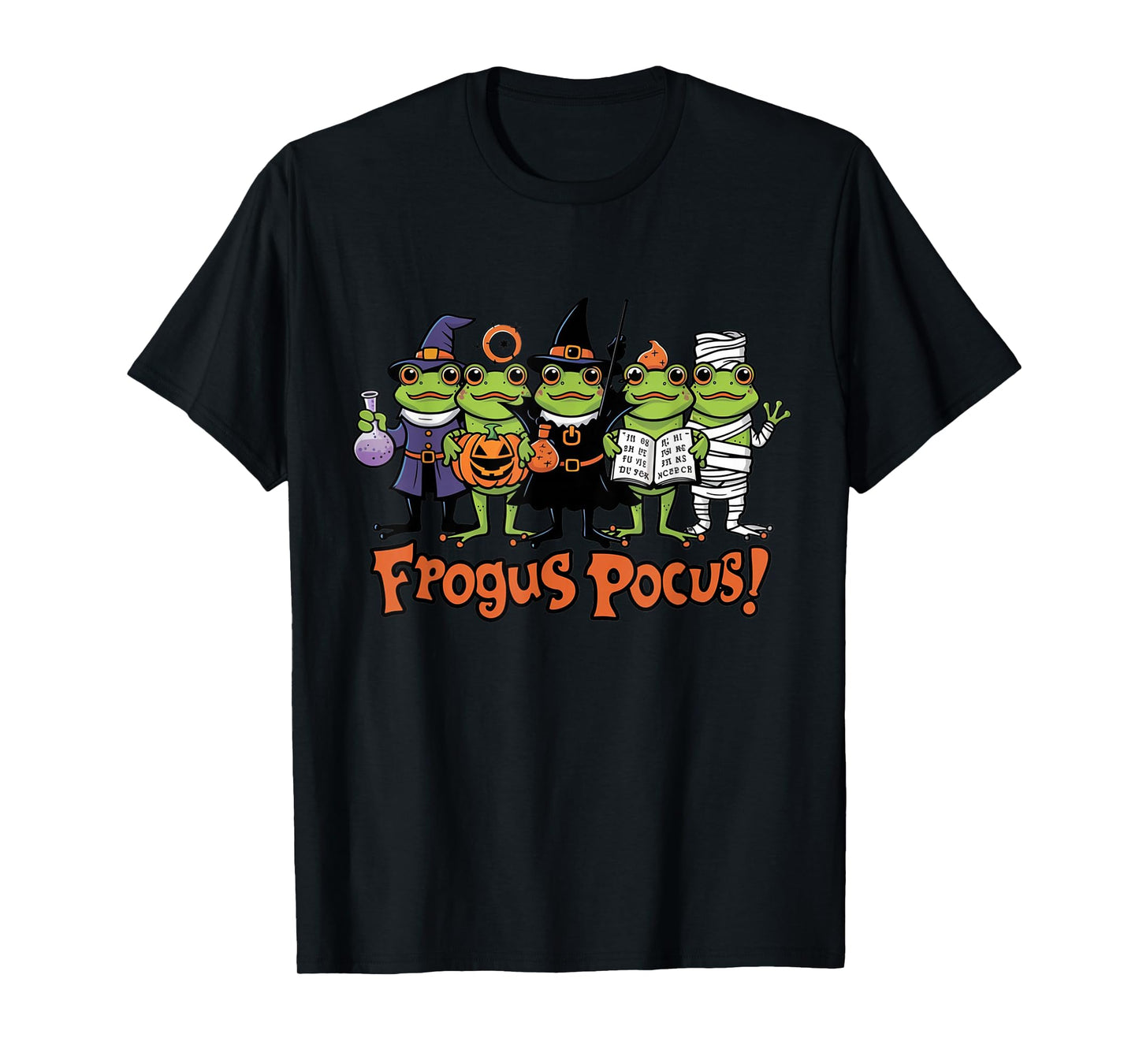 Frogus Pocus Funny Frog Halloween Costume Witch Skeleton T-Shirt