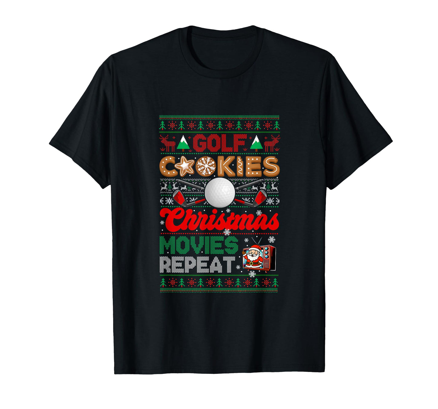 Golf Cookies Christmas Movies Repeat Sweater Player T-Shirt