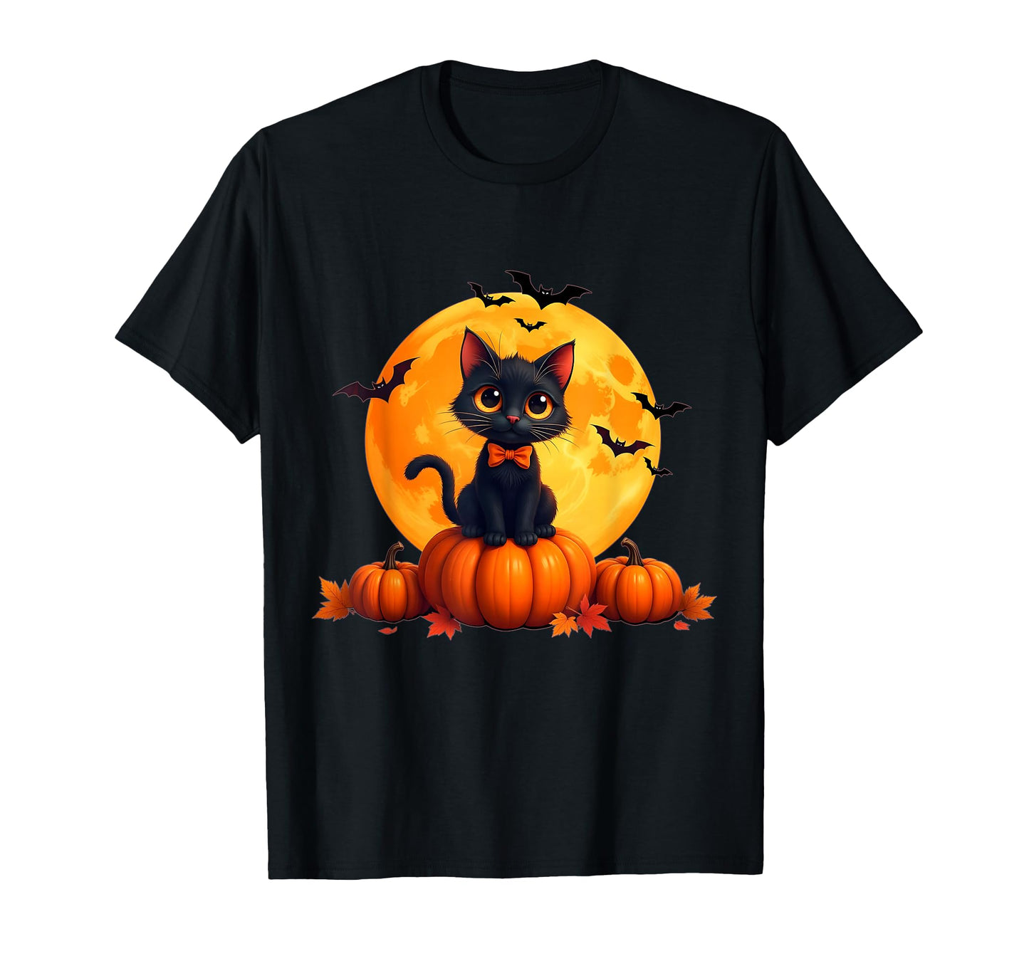 Retro Black Cat Pumpkin Halloween Costume Funny Men Women T-Shirt