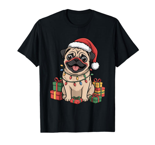 Cute Pug Christmas Xmas Design Funny Dog Lover Holiday T-Shirt