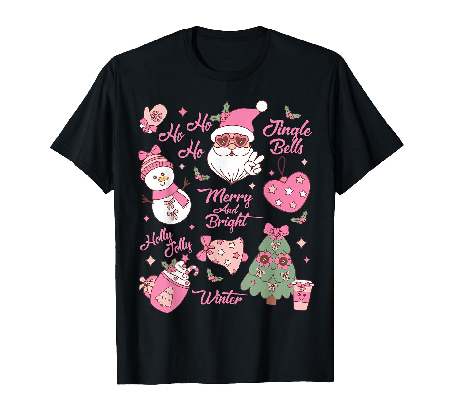 Retro Groovy Santa Claus Christmas Vibes Womens Kids Girls T-Shirt