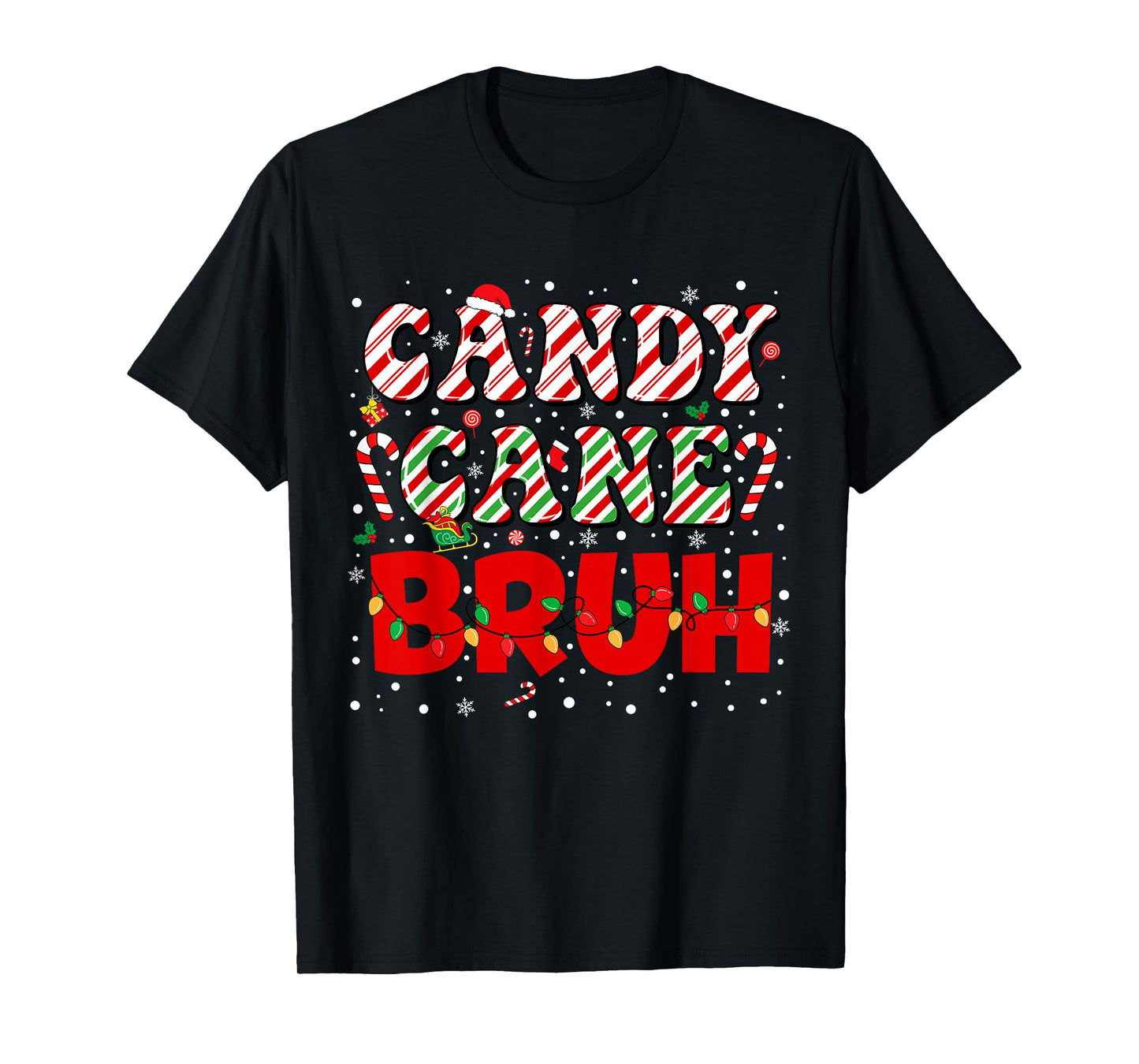 Candy Cane Bruh Christmas Love Candy Boys Girls Kids Xmas T-Shirt