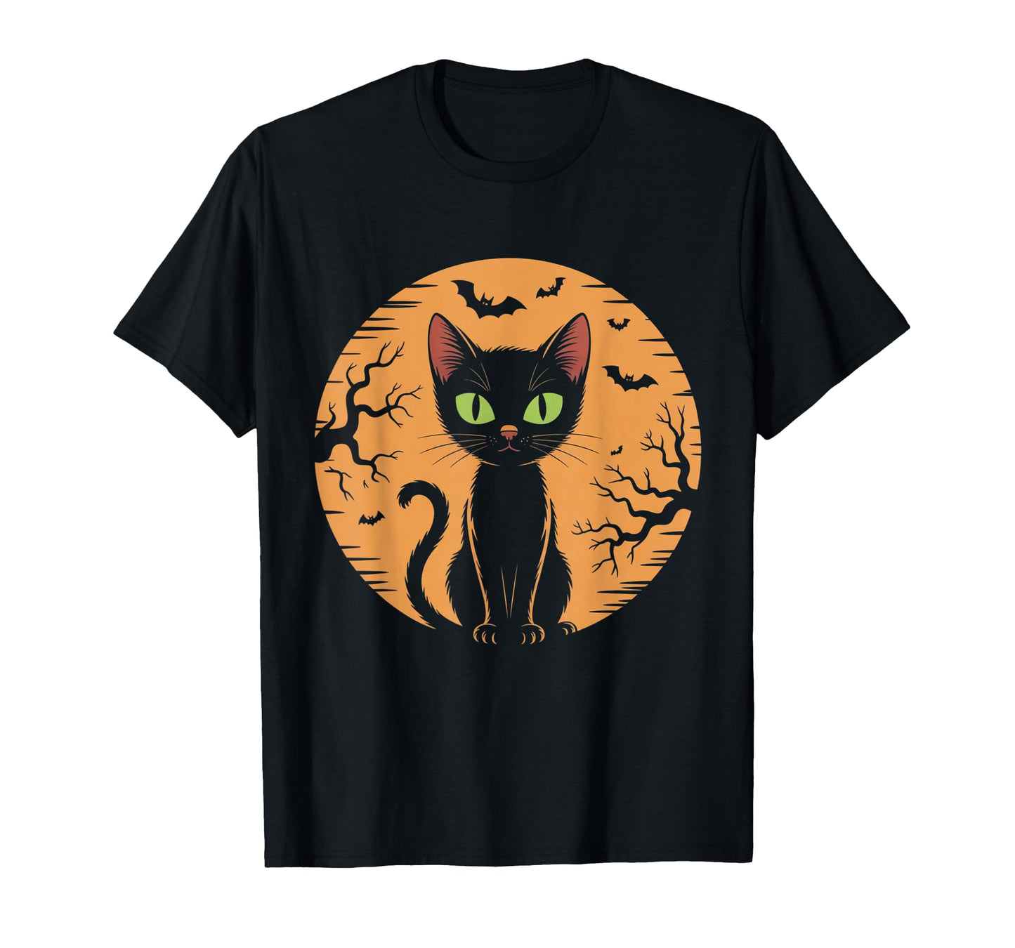 Spooky Cat Halloween Cat Costume Retro Moon Cat T-Shirt